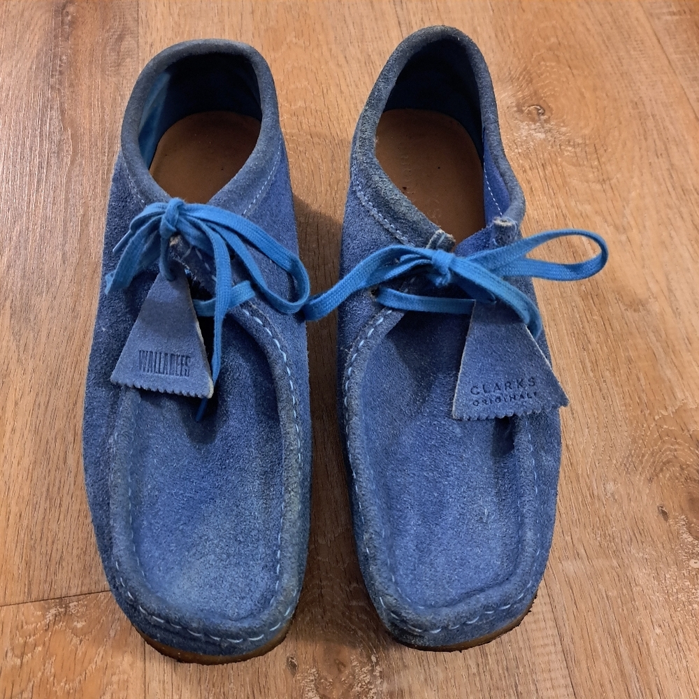 Clark Wallabee Lace-Up Moccasin in Blue Suede Men's Size 9.5
